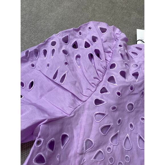 Thakoon Lilac Gathered Eyelet Puff Sleeve Blouse, Size 2 Oversized, NWT - Picture 6 of 9